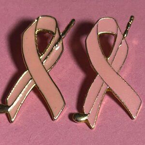 2 GOLF Pink Awareness Ribbon Enamel  Breast Cancer Pin Brooch